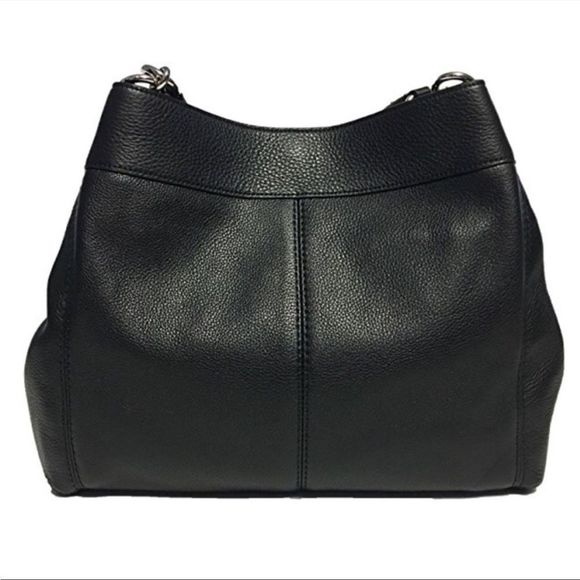 Coach Large Lexy Shoulderbag, Black Pebble Leather with Silver Hardware - Picture 2 of 11